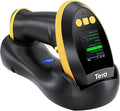 Tera Barcode Scanner Wireless with Screen: Pro Version 1D 2D QR with Setting Keypad Charging Cradle Works with Bluetooth 2.4G Wireless USB Wired Handheld Bar Code Reader HW0009 Yellow