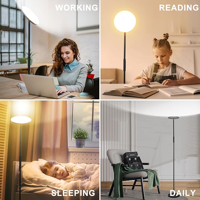 marctronic Upgraded Torchiere Floor Lamp,36W 3600LM Super Bright LED Floor Lamp for Living Room Bedroom Office, Dimmable Modern Standing Tall Lamp with Remote & Touch Control