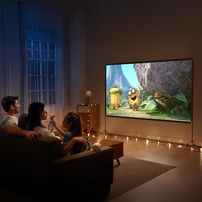 VISULAPEX Projector Screen with Stand 120 Inch, 16:9 4K HD Portable Projector Screen Indoor Outdoor, Foldable Wrinkle-Free Movie Screen 160° Front Rear Projection Screen with Carry Bag for Home Movie