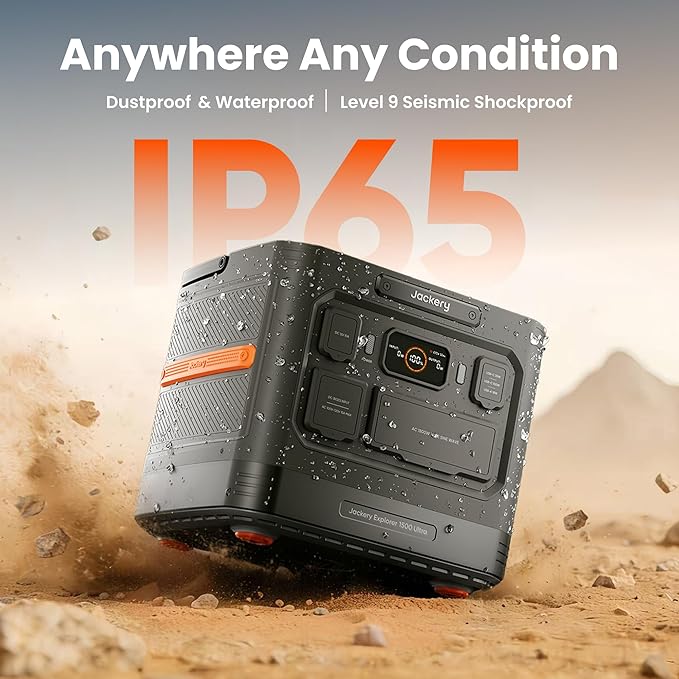 Jackery Solar Generator 1500 Ultra with 2x200W Solar Panels, 1536Wh LiFePO4 Power Station, 1800W AC Output (3600W Peak), IP65 Waterproof, Bifacial Solar Power for Off-Grid & RV