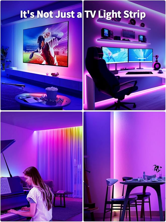 KANTUTOE LED Lights for TV, 23ft Backlights for 75-100in TV, RGB Backlight with Music Sync Bluetooth APP and Remote Control, USB Powered LED Strip for Bedroom Home Decor