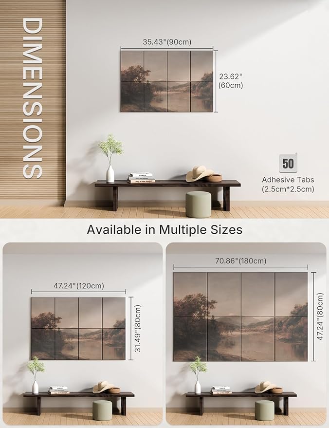 Wall Art Acoustic Panels,35''X24''Sound Absorbing Panels-8-Pack with 50 Adhesive Tabs, Decorative Sound Absorbing Panels for Living Room and Recording Studio, Offices-Mount Washington