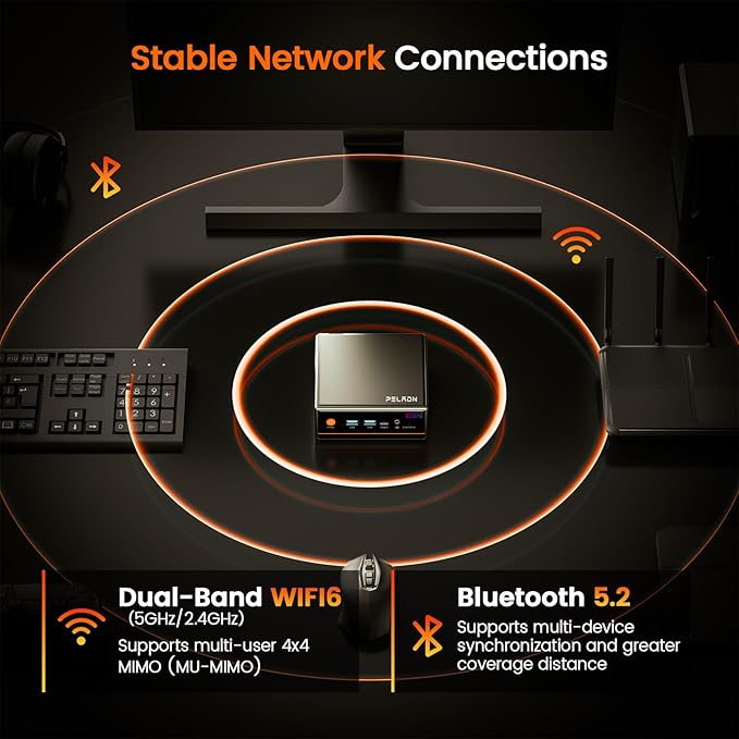 PELADN Ryzen Mini PC 5600H (Beats 5700U/7430U), 32GB Dual Channel RAM, 1TB PCIe3.0 SSD, 2.5“ SATA HDD, Mini Desktop Computer with Dual NIC LAN 2.5Gbe, WiFi6, BT5.2, Type-C