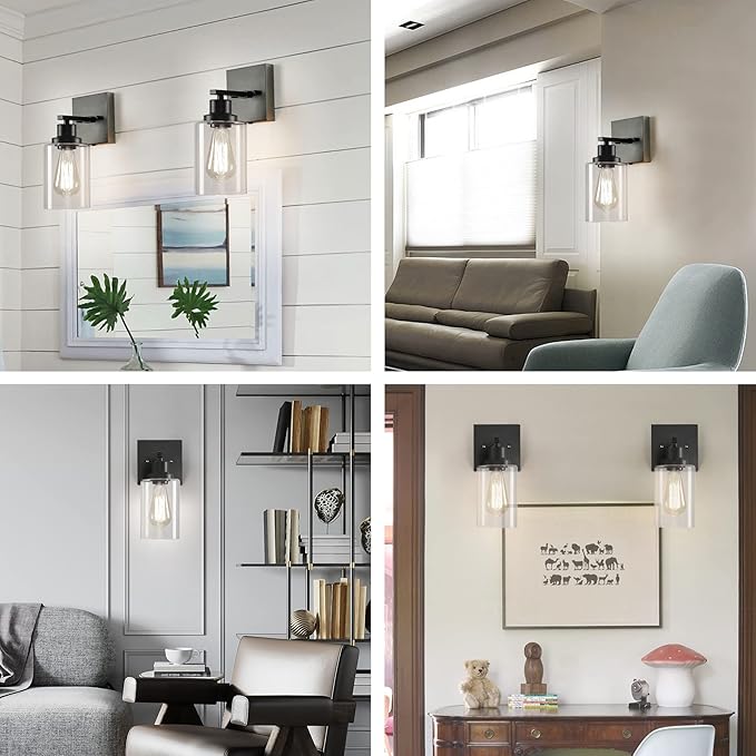 DIKAIDA Plug in Wall Sconces, 2 Pack Wall Lamp, Rustic Plug in Wall Light Sconces, Sconces Wall Lighting, E26 Modern Wall Light Fixtures