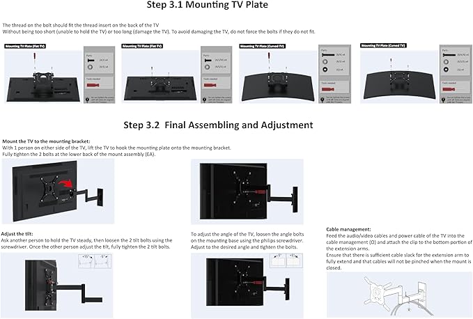 Amazon Basics Full Motion TV Wall Mount fits 12" to 40" TVs and VESA 200x200, Black