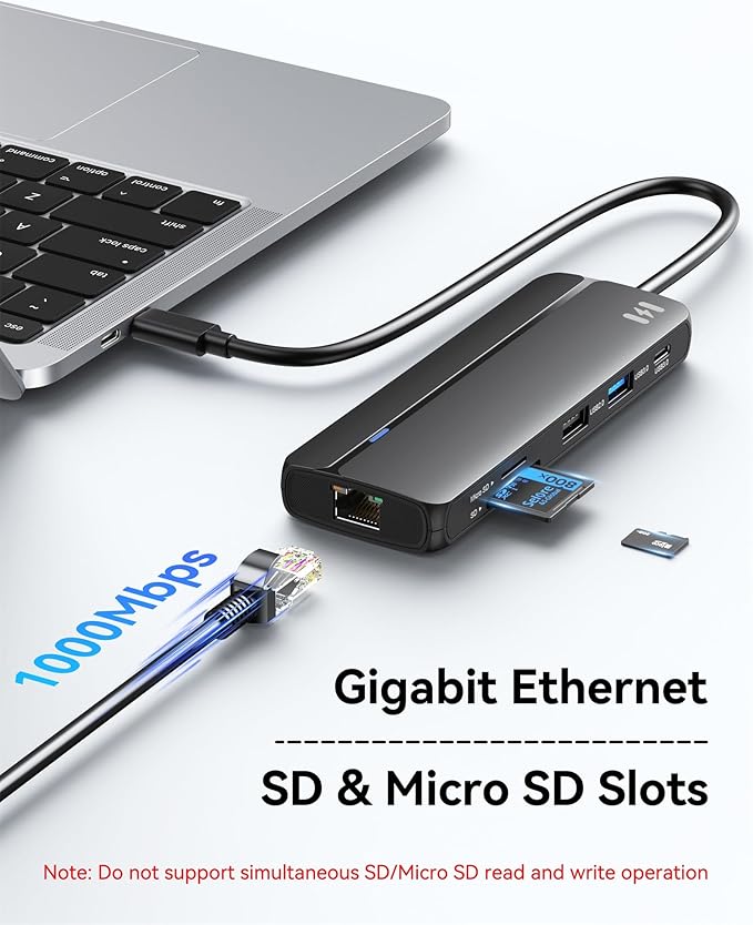 Selore Docking Station for MacBook Pro Air,10 in 1 Dual HDMI Adapter for Mac Pro Air,USB C Hub for MacBook Docking Station Dual Monitor with 2 HDMI,Ethernet,PD,USB C,2 USB A,SD/TF for M1 M2