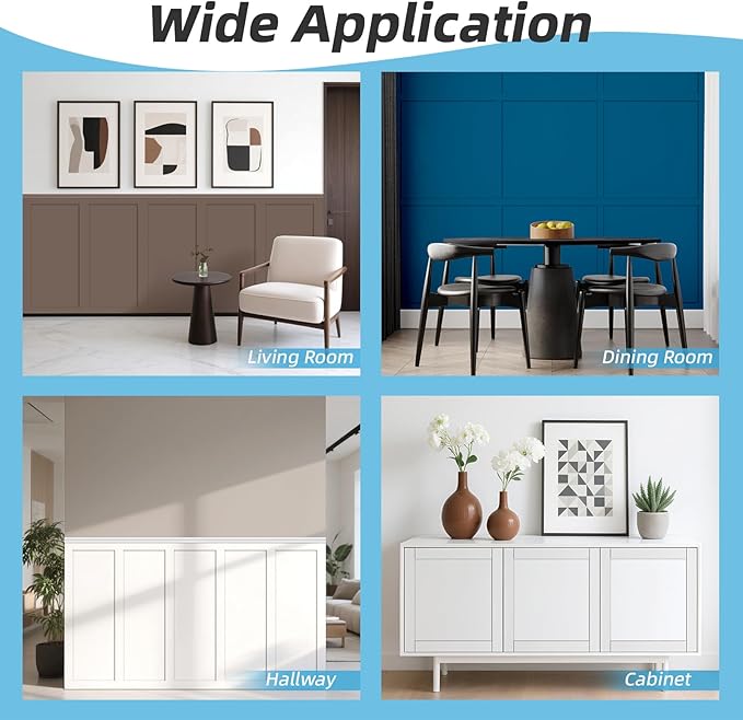 Art3d Premade Board and Batten Paintable Wainscoting Kit, MDF Accent Wall Panel for Kitchen Bedroom Living Room Home Decor Covers 189 x 54 in. Molding Trim Slat with Edge Strip
