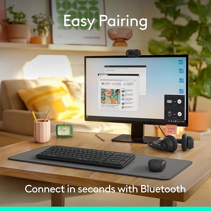 Logitech K250 Bluetooth Keyboard with Numpad, Easy Connectivity, Compact Wireless Keyboard Made with Recycled Plastic, Spill-Resistant, Comfortable Keys - Windows/MacOS - Graphite