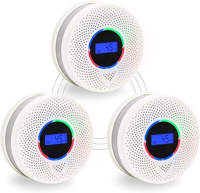 Kesymo 3Pack Upgraded Interlinked Smoke Carbon Monoxide Detector, Battery Powered&Wireless Interconnected Smoke and CO Alarm, Transmission Range of Over 820 ft (Includes Battery)