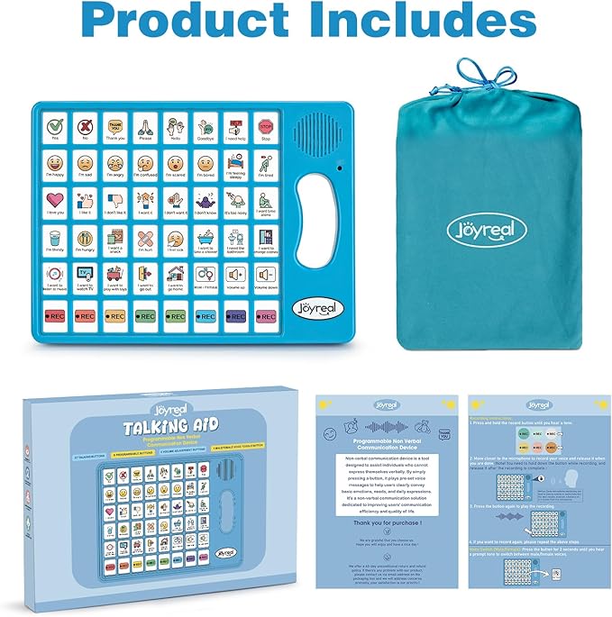 Joyreal AAC Device for Autism, Non Verbal Communication Tools for Speech Therapy & Stroke Rehab. Speech Communication Tablet, Autism Talking Aids with 8 Programmable Buttons & Adjustable Volume