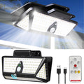 Smartyoyoka Solar Lights Clip On Solar Motion Sensor Lights with 3 Color, IP65 Waterproof Wall Lights with USB & 208LED, Portable Light for Fence, Deck, Wall, Garage, Patio (Black-3600mAh)