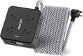 Surge Protector Power Strip - CHCORE 20Ft Braided Extension Cord with 8 Outlets with 4 USB (2 USB C) Charging Ports, Flat Plug Multi Plug Outlet Extender Charging Station for Home Office, ETL, Black