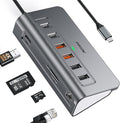 USB C Hub Ethernet,10-in-1 USB C Docking Station with 4K@60Hz HDMI,1Gbps Ethernet, PD 100W,Type C & 2 USB A 3.2 10Gbps, 2 USB A 2.0, SD/TF, Aluminum USB Hub for Laptop,PC, iPhone 17/16,Mac