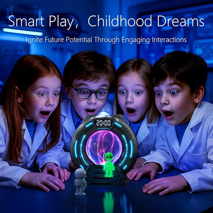 Astronaut Aurora Star Sky Projector,Plasma Globe Lamp/Star Light Projector for Children's Bedroom Sleep Aid Light,White Noise Bluetooth Music,Time Alarm Clock,Kids Room Decor,Christmas/Birthday Gift