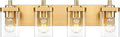 METWET Bathroom Light Fixtures, 25" Brushed Gold Vanity Light, 4-Light Modern Wall Sconces with Square Clear Glass Shade, Vanity Lighting Fixtures Over Mirror, VL194-BG-4
