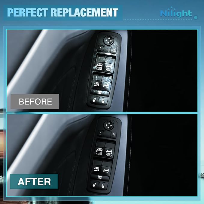 Nilight Power Master Window Switch Compatible with 2011 2012 2013 2014 2015 2016 2017 2018 2019 2020 Chrysler 300 2015-2017 Chrysler 200 2011-2019 Dodge Charger 2016-2022 Ram Windows Control Switches