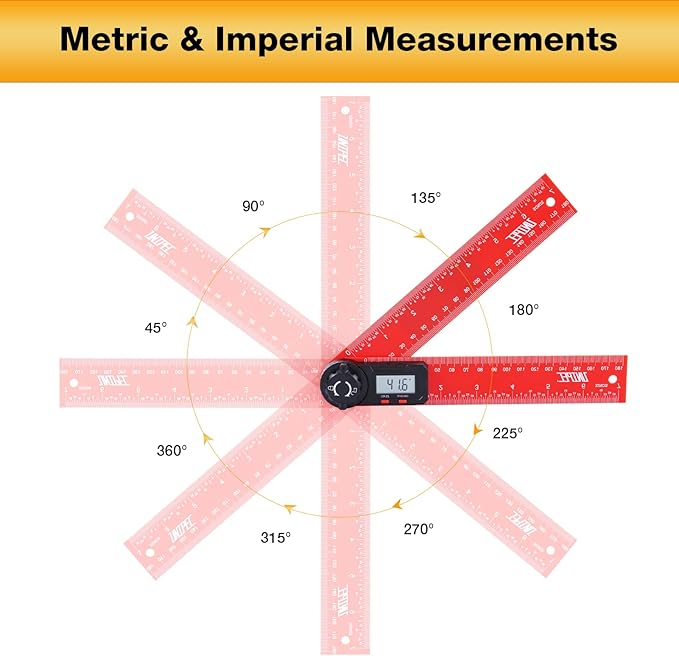 Digital Angle Finder Protractor, 7" / 200 mm Angle Measuring Tool with LCD Display, Angle Finder Ruler for Woodworking, Carpenter, Construction & DIY Projects