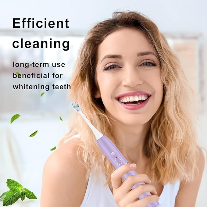kingheroes Electric Toothbrush Set, Comes with 8 Brush Heads & Travel Case,4 Modes with 2 Minutes Built in Smart Timer, One Charge for 60 Days, 42000 VPM Motor (Purple)
