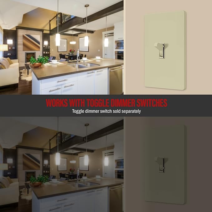 ENERLITES Screwless Toggle Switch Wall Plate, Child Safe Light Switch Cover, Standard Size 1-Gang 4.68" x 2.93", Unbreakable Polycarbonate Thermoplastic, UL Listed, SI8811-I, Glossy, Ivory