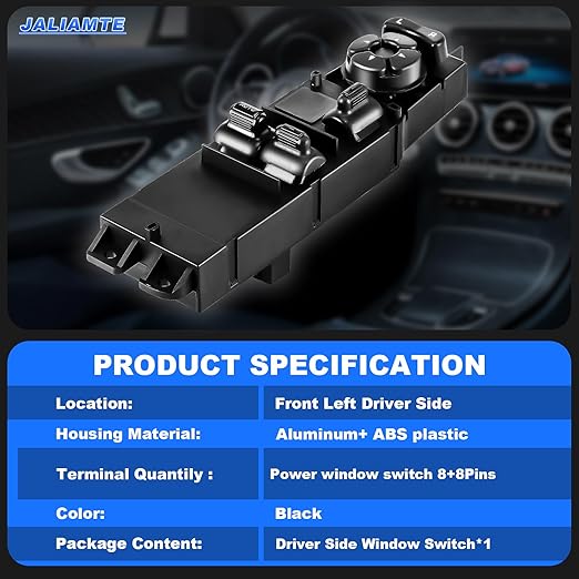 JALIAMTE 56045538AD Master Power Window Switch, 56049804AB Left Front Driver Side Control Power Switch Compatible with 2002-2009 Dodge Ram 2003-2004 Dodge Dakota, Replaces OE# 56049804AA, 901-484