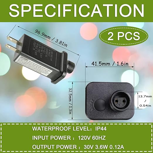 SIGANDG 30V 3.6W LED Transformer Replacement Class 2 Power LED Controller with 8 Modes Supply for Christmas String Light Inflatable Decorations IP44 Waterproof Low Voltage Transformer (2 Pcs)