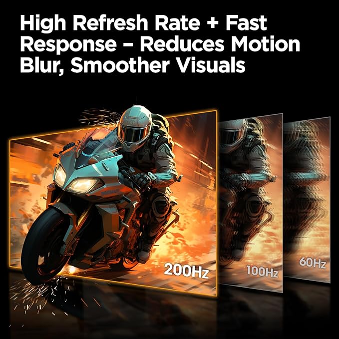 KOORUI 27" Gaming Monitor, 200Hz 1ms Fast IPS, WQHD (2560 x 1440p) HDR 400 Display, DCI-P3 95% Color Gamut, FreeSync Premium, Adaptive G-Sync, HDMI x 2, DisplayPort, G2721P