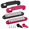1/4" Stud Power Distribution Block Bus Bar with 12 x #8 Screws, Ampper 5.3" 12V 150A Marine BusBar Battery Distribution Block W/Cover for Car Audio Boat Solar (Red & Black)