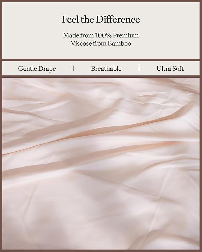 Cozy Earth Luxury Bed Sheet Set - 100% Viscose from Bamboo Fabric, Ultra-Soft & Breathable, Fits Regular & Deep Pocket Mattresses up to 20" - 4 Pieces King Sheet Set - Peony