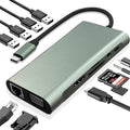 Vrebrey USB C Hub 11-in-1 Docking Station, Type-C Multiport Adapter with 4K HDMI, VGA, 100W PD, USB 3.0, RJ45 Ethernet, SD/TF Card Reader, AUX, Compatible with MacBook Pro/Air, Chromebook, Laptops