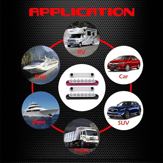 7 x M6 (1/4") Studs Power Distribution Block Bus Bar 12V, Ampper 5.9" HD 150A Marine BusBar Battery Distribution Block W/Cover for Car Boat Solar (Black)