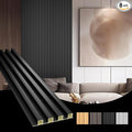 OUZUGIE WPC Acoustic Slat Wall Paneling, 8-Pack 96 x 6 Inches 3D Wall Panels for Interior Wall Decor,Living Room,TV Background,Study Room,Office Spaces,Bedroom,High Grille (Black)