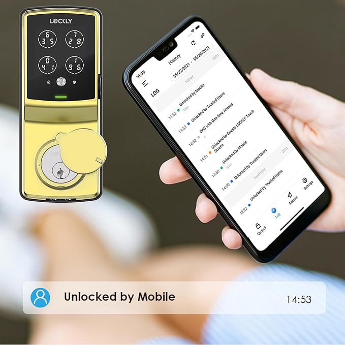 Lockly Secure Pro Wi-Fi Smart Door Lock, Keyless Entry with PIN Genie® Digital Keypad, 3D Biometric Fingerprint Sensor Front Door Lock Deadbolt, Voice Control & Auto Lock - Deadbolt Edition