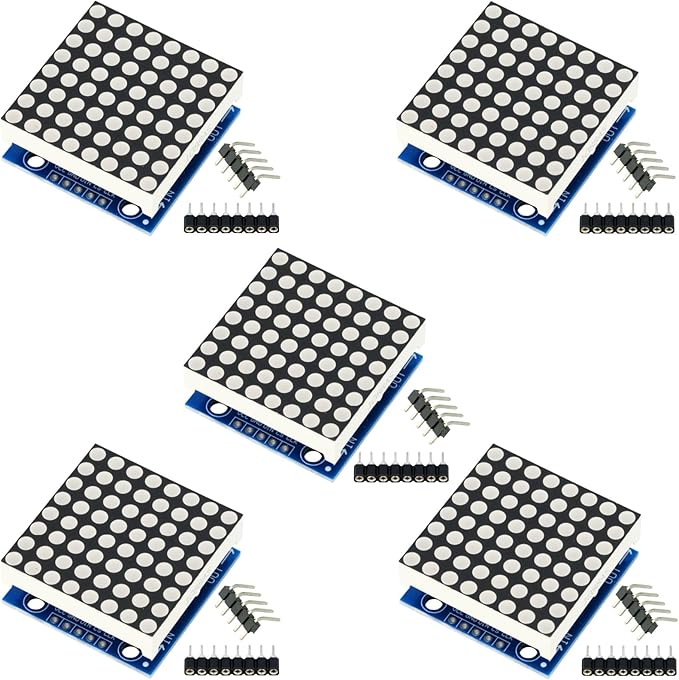 MTDELE 5Pcs MAX7219 5V 8 * 8 Dot Matrix LED Display Module Kit Control Compatible with Arduino Raspberry Pi