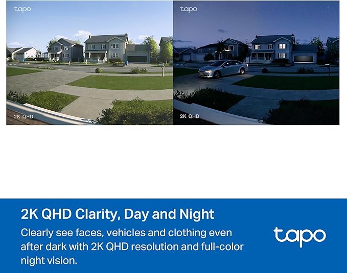 Tapo by TP-Link Smart Video Doorbell Camera with Chime, Battery or Wired, 2K QHD Color Night Vison, No Monthly Fee, 180° Ultra-Wide Head-to-Toe View, Ring Call, Free AI Detection, Local Storage (D225)
