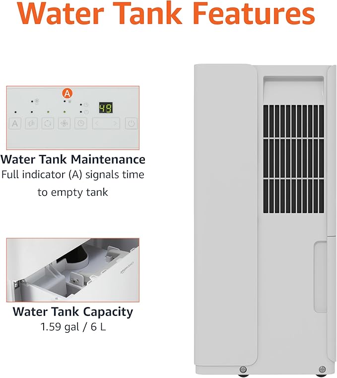 Amazon Basics Large Dehumidifier for Rooms, Energy Star Certified,Effectively Reduces Humidity, With Advanced Moisture Control, Timer, Auto-Defrost, Overflow Protection, up to 4000 SFT, 50 Pint, White