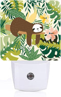 FSHVQKD Cute Sloth in Jungle Night Light,Plug-in Night Lights with Dusk to Dawn Sensor for Stairway,Hallway,Bedroom Sleep Friendly Ideal for Women/Girls/Boys Gift,0.5w