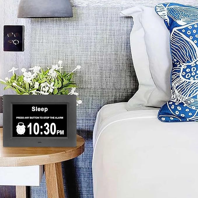 Jaihonda Dementia Clocks for Seniors,7 Inch Clock with Day and Date for Elderly,12 Alarms Option,Auto Dimmable,Large Display Digital Clock with Large Number