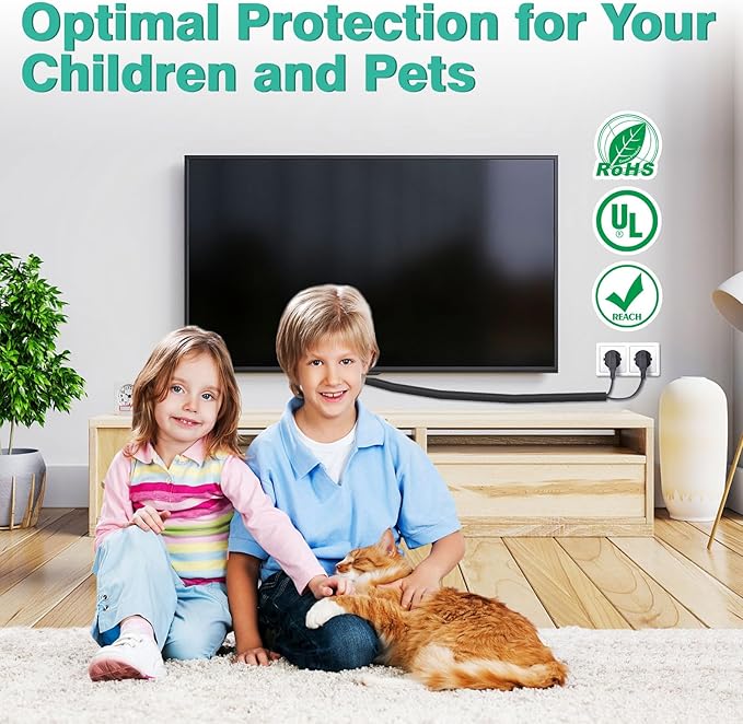 UOMTFAI Dog and Cat Cord Protector 10ft - 1inch, Flexible Cable Sleeve for Easy Cord Management, Protects Cables from Pets Chewing, Ideal for USB, Power, Audio and Video Cords - Black