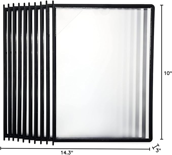 Tarifold DJOIS Wall Mount Reference and Display System – 10 Double-Sided Letter Pockets – 20 Sheet Capacity – Durable ABS & Metal – Easy-Load – Black (EZW771)