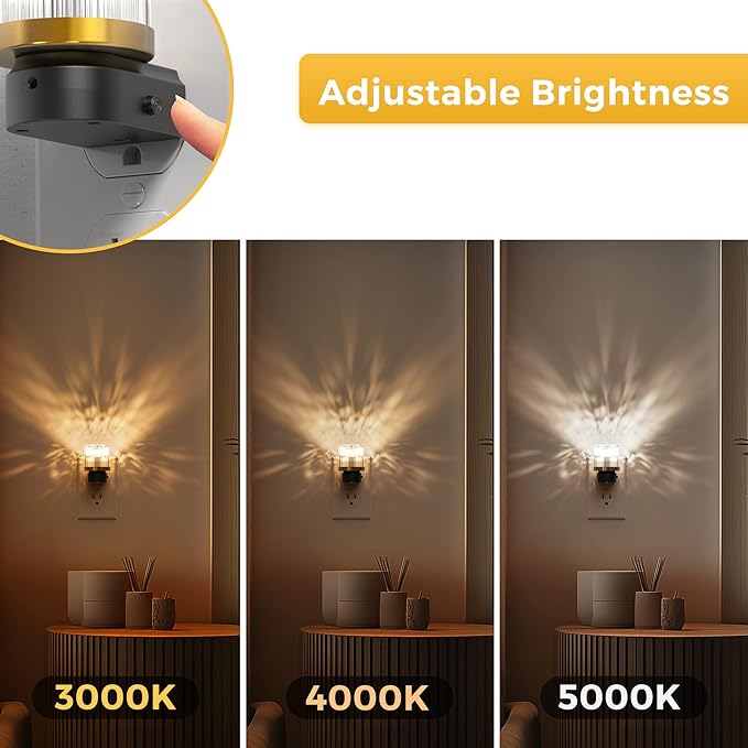 L LOHAS Night Lights Plug into Wall, 2 Pack 3000K/4000k/5000KColor Changing Night Light, 3CCT Color Temperature Night Light, Dusk to Dawn Sensor for Hallway, Bathroom