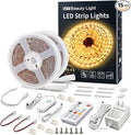 MY BEAUTY LIGHT LED Strip Lights Warm White, 50.5ft Dimmable LED Light Strip with RF Remote, 24v Plug-in Adhesive Rope Lights with Timing Mode for Living Room Bedroom Kitchen