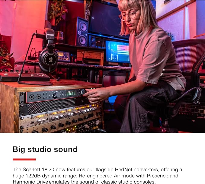 Focusrite Scarlett 18i20 4th Gen USB Audio Interface, for Multitrack Recording, Music Production and Podcasting — High-Fidelity, Studio Quality Recording, and All the Software You Need to Record