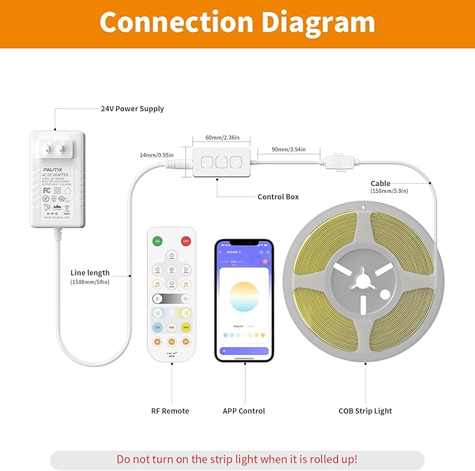 PAUTIX CCT LED Controller Kit SP542E Wi-Fi+Bluetooth, Compatible with Alexa/Google Assistant, App Control RF Remote, CCT LED Dimmer for LED Strip Light, Timing Function, Music Mode, Group Control