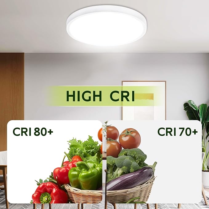 hykolity 2 Pack 9 Inch Selectable CCT LED Round Flat Panel Light, 18W 1800LM 3000K/4000K/5000K, Edge-Lit Flush Mount Ceiling Light Fixture for Kitchen, Bedroom, Laundry and Closet Room，White