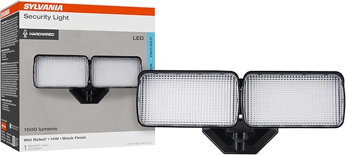 Sylvania 14W LED Security Light, Hardwired, Wet Rated, 1500 LMS, 5000K, Daylight - 1 Pack (66474)