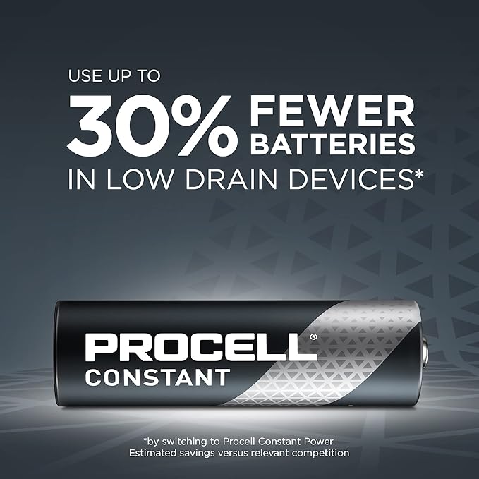 PROCELL Constant AA Long-Lasting Alkaline Batteries (144 Pack) 10-Year Shelf Life, Bulk Value Pack for Consistent Moderate Drain Professional Devices