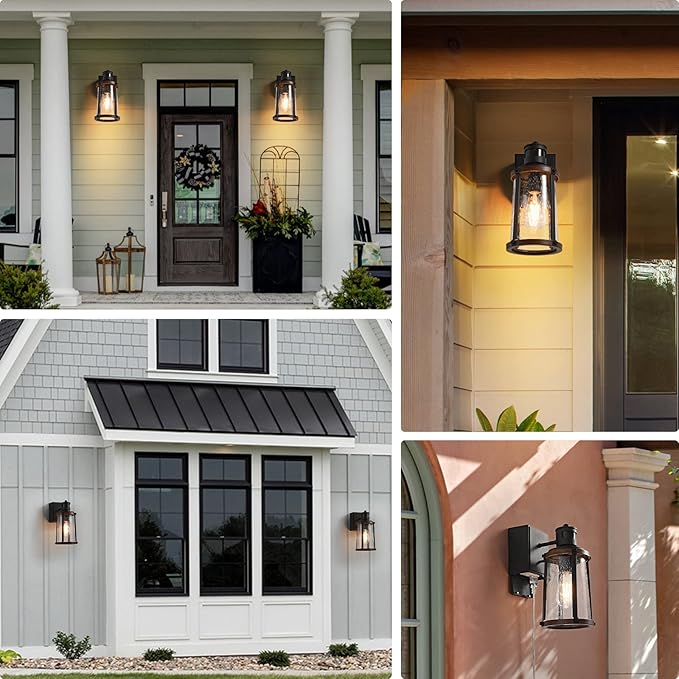 JOKAONOTL Dusk to Dawn Motion Sensor Outdoor Light with GFCI Outlet Waterproof Outside Porch Light Exterior Lighting Fixtures for House Garage Front Door,Bulb Included,12.5 "H,1PC