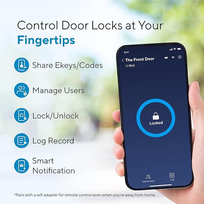 ULTRALOQ U-Bolt Smart Lock, 5-in-1 Keyless Entry Door Lock with App Control, Keypad Deadbolt, Auto Unlock, Auto Lock, Smart Door Lock, Smart Locks for Front Door, ANSI Grade 1, Black