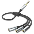 sovunis 3.5mm Stereo Audio Splitter Cable, Gold Plated 3.5mm (1/8") TRS 1 Male to 3 Female 3-Way Stereo Aux Splitter 1 Input 3 Output Stereo Audio Distributor Cable (3-Pole)