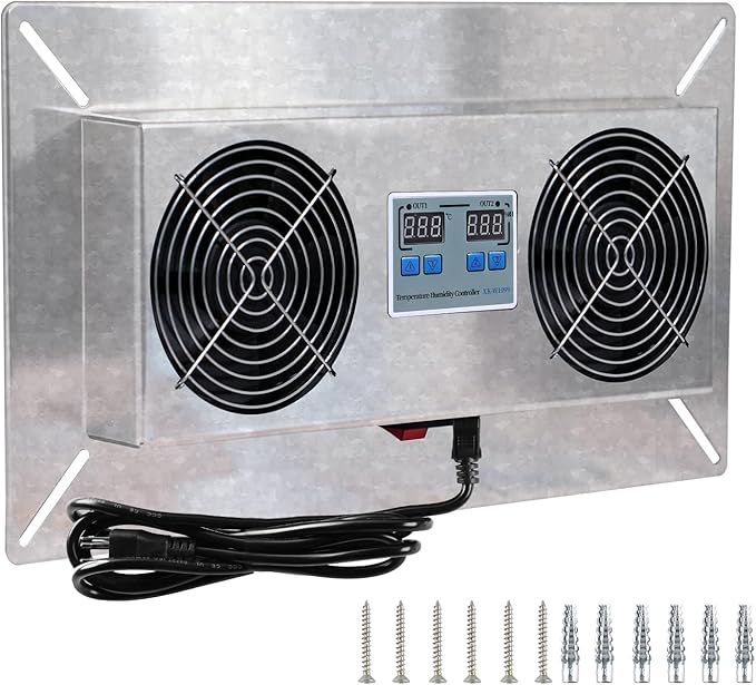 240 CFM Crawlspace Vent Fan, With Thermostat,Humidistat, Crawlspace Fans, For Moisture Reduction, Radon Mitigation, Freeze Protection , Ideal for Basement, Attic, Crawl Space Fan Vent(Natural color)